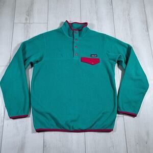 Patagonia Women's Small Synchilla Snap-T Pullover Teal/Pink Hiking Outdoor